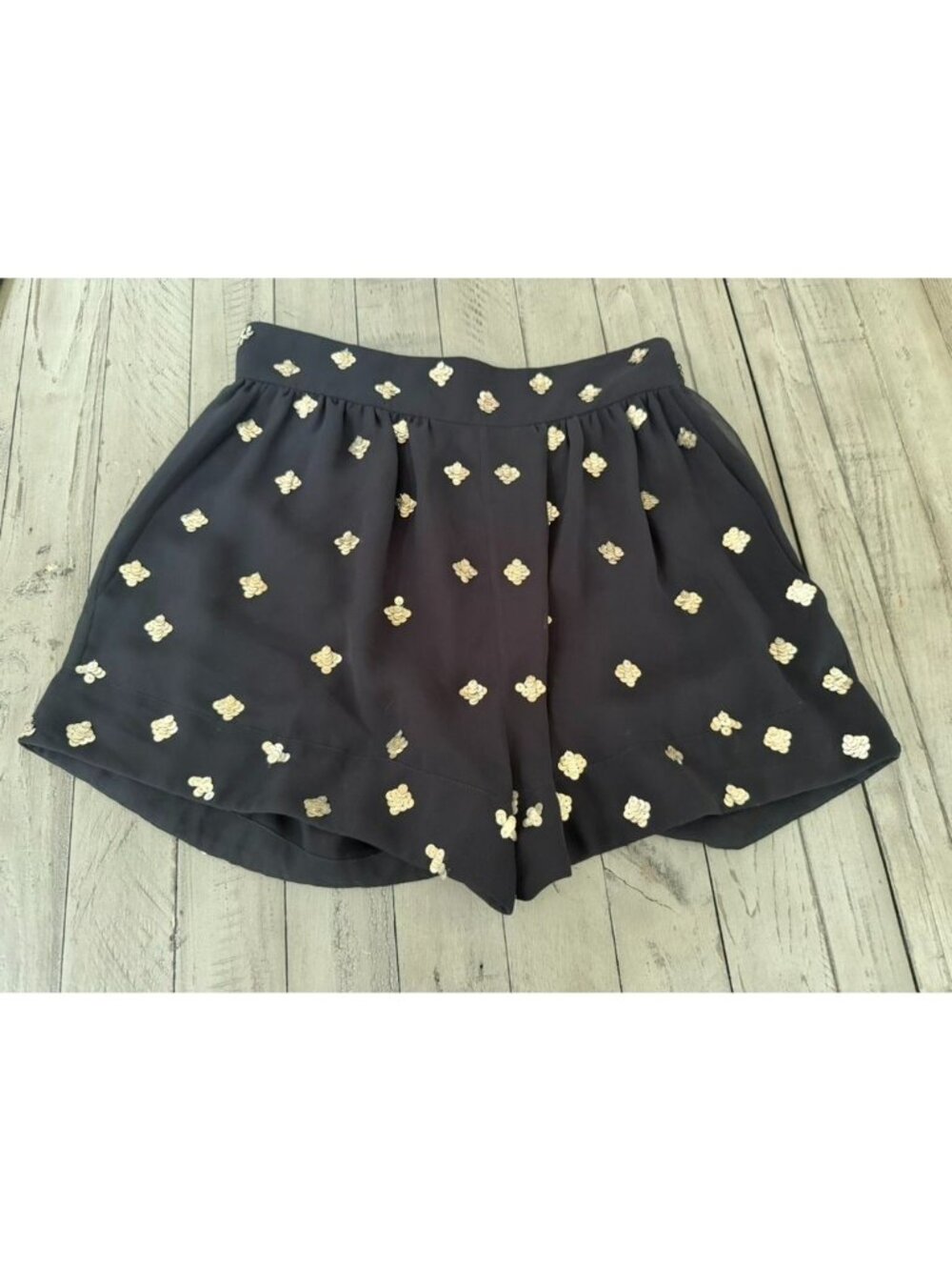 IRO Black and Gold Embellished Shorts Size 36